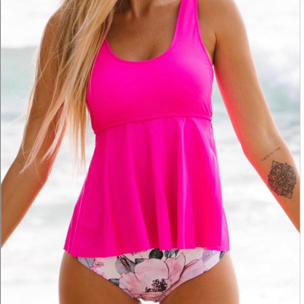 XL Beachsissi ruffle hem tummy control Tankini set